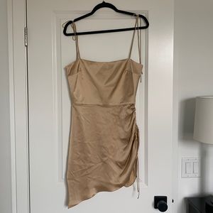 Amanda Uprichard Silk Mini Dress, M, Champagne, From Revolve